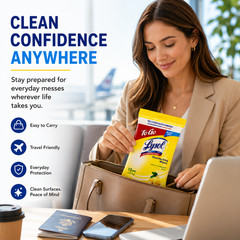Lysol Disinfecting Wipes To-Go Pack Lemon Scent Travel Size 15 Wipes 3 Pack