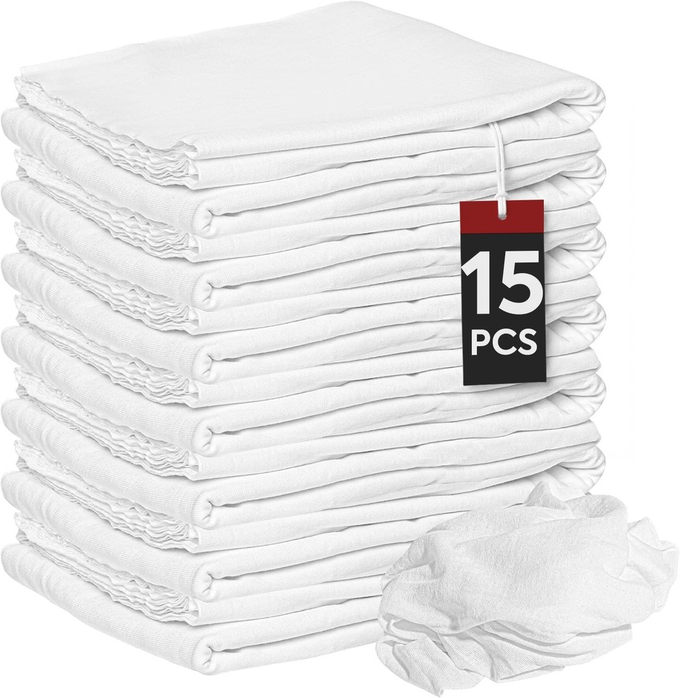 Nabob Wipers New Lint Free Cloth (15 Pack) – 100% 18×18 Inch Pack), White