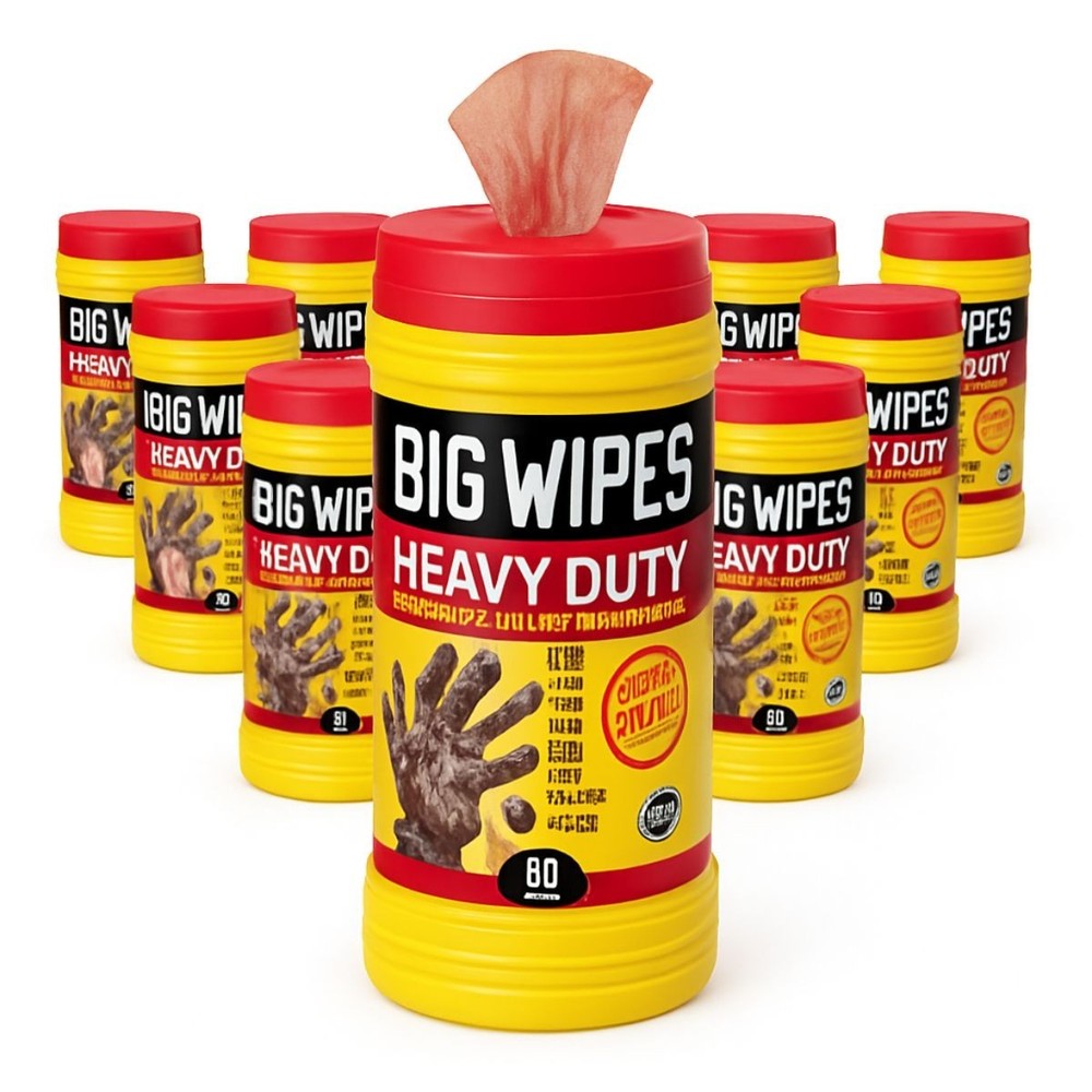 Big Wipes HD Pro+ Heavy-Duty Industrial Cleaning Wipes – 8 Tubs of 80 Each