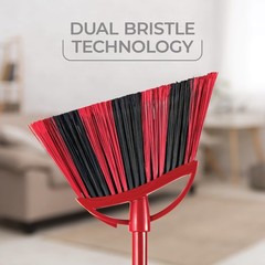 O-Cedar Sweep Broom with Step-On Dustpan | PowerCorner One Broom, Red