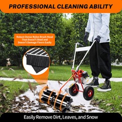 43cc 2-stroke Petrol-powered Sweeper Broom Lawn Gravel Turf Walk Behind Sweeper