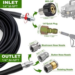 Sewer Jetter Kit 50FT for Pressure Washer, 5800PSI Drain 50 Feet, Black