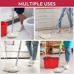Matthew Cleaning Cotton Mop for 1 Full & 1 Refill Heads (8oz), White