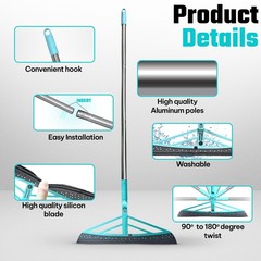 Petme Tender Magic Broom Squeegee Dog Pet Hair 45 inches, Silver Blue