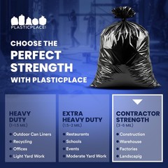 Plasticplace Contractor Trash Bags 42 Gallon 4.0 Mil Black Heavy Duty Garbage
