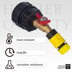 IBC Tote Garden Hose Adapter for 2.44″ Fine, 2″ Coarse, Brass