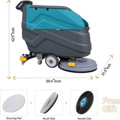 22″ Walk-behind Floor Scrubber Machine 32000 Sqft/h 18.5-gal Tank 31.5″ Suction