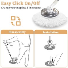 NICEMOVIC 5 Pack Spin Mop Replacement Head for 360° Mix Colors