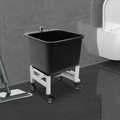 Freestanding Floor Mop Sink Plastic Mop Basin Household Mop Bucket with Wheels