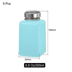5pcs 6.8 Oz/200ml Alcohol Push Down Pump Dispenser Bottle Press, Blue