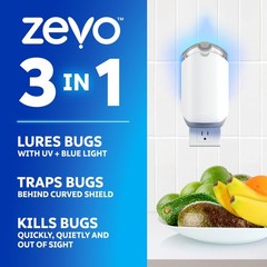 Zevo Flying Insect Trap – Plug-in Indoor Fly 1 Device & 1 Cartridge, White