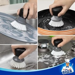 MR.SIGA Dish Scrub Brush, Palm Brush Scrubber 2.9 x 2.7x 3.7 inch, Gray