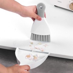 NACENA Mini Dustpan and Brush Set 2 Pack, Small Broom 2 packs, White Grey