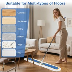48″ Commercial Industrial Dust Mop for Floor Cleaning, Large 48 Inch, Blue