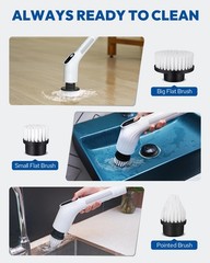 Electric Spin Scrubber for Cleaning – Upgraded Cordless Brush White