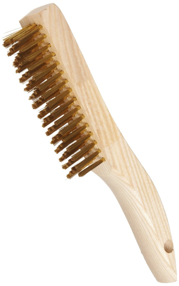 Weiler 44119 Brass Bristle Brush 0.006″ Wire Size, 5″ Length, Hardwood Handle