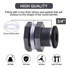 Outus 2 Pieces PVC 3/4 Inch+4 mm Thick Silicon Seal Gaskett, Dark Grey