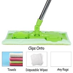 Wet and Dry Flat Mop Head, Super Firm Clip on Pads, 2 Washable Mop Pads,
