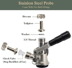Keg Coupler, Sankey D Tap with 304 Stainless Steel Probe, Black
