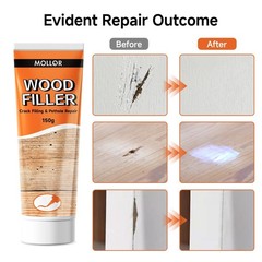 Mollor All Purpose Wood Filler, White Putty Repair for 150g,