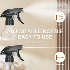6 Pack Spray Bottle Nozzle Replacement, Universal Tops, White & Black
