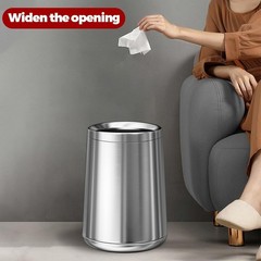 8L/2.1GAL Small Bathroom Garbage Can,Open Top Trash Can,Silver Stainless Stee…