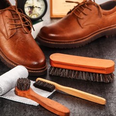 7 Pcs Horsehair Shine Shoes Brush Kit Polish Dauber Applicators Cleaning Leather