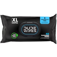 DUDE Wipes Unscented Flushable – 48 Count (Pack of 1), White