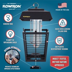 Flowtron Bug Zapper 1/2 Acre of Coverage with 15W Bulb & 5600V Killing Grid