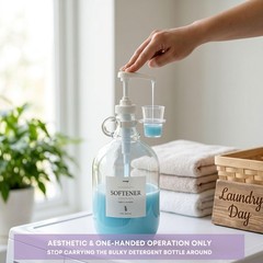 2 Pcs Glass Liquid Laundry Detergent Dispenser with Cup Holders, Half 64 oz