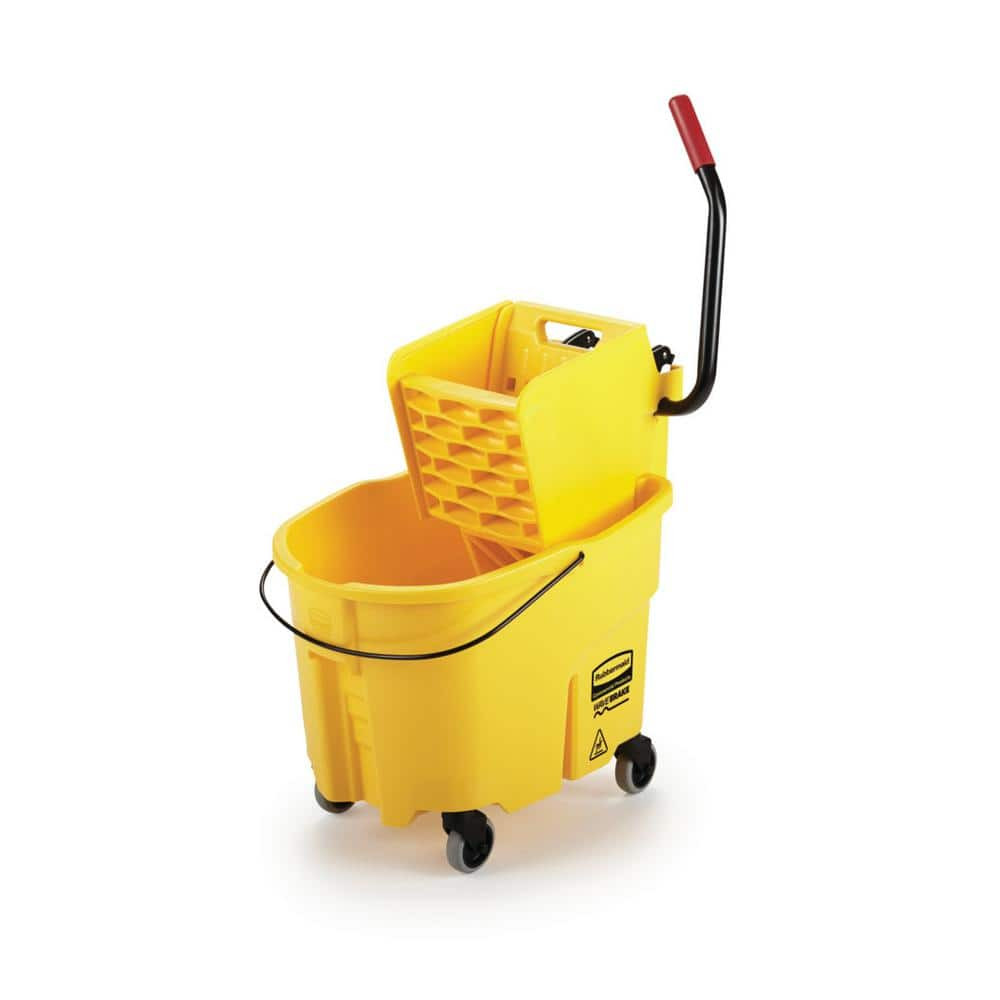 Plastic Mop Bucket with Wringer Commercial Products WaveBrake 8.75 Gallon Yellow