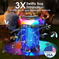Bug Zapper Outdoor Indoor Mosquito Solar Fly Rechargeable Black