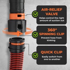 7-Piece Shop Vac Hose Adapter Kit for 1-1/4″ Hose, 1.25 inches, red black