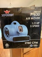 XPOWER P-630 1/2 HP 2800 CFM 3 Speed Air Mover Carpet Dryer Floor Fan Blower
