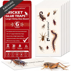 LULUCATCH Cricket Insect Glue Traps – 6 Pack Bug Cockroach 6 Pack, White