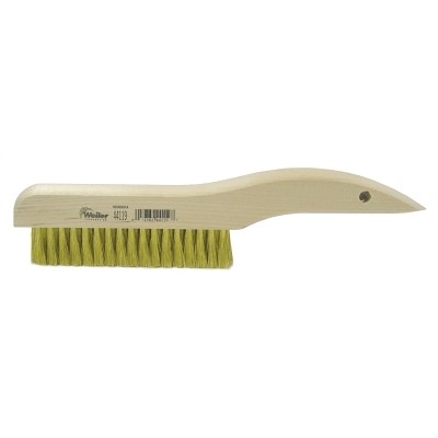 Plater’s Brushes, 10 in L, 4 X 18 Rows, Brass Wire, Curved Wood Handle Weiler