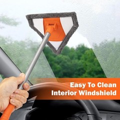 Interior Cleaner Tool – Glass Wash Brush with 2 Washable and Reusable Microfiber