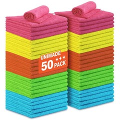 UNIMADE Microfiber Cleaning Cloth, 50PK Reusable Shop Rags 50PK, Multicolor