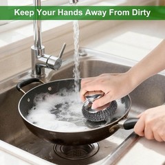 4PCS Steel Wool Scrubber Pads, Stainless Set with 3Pcs Steel…