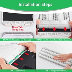 8 Pack Microfiber Flat Mop Pads Compatible with JOYMOOP, Oshang, White+grey