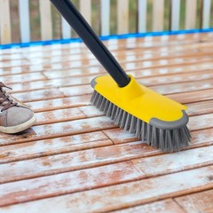 Deck Brush with Long Handle, Floor Scrub Broom for Shower, 50” 50in, Yellow
