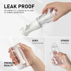 Bealee Spray Bottle For Hair, Continuous Mister Empty Black & White, 2 Pack
