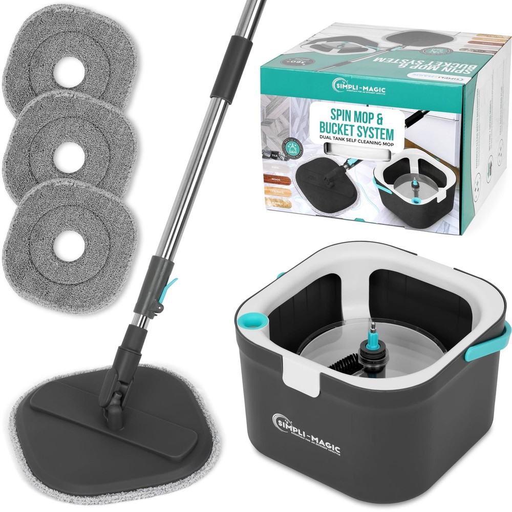 Simpli-Magic 360 Square Spin Mop And Bucket Compartment Separate 3