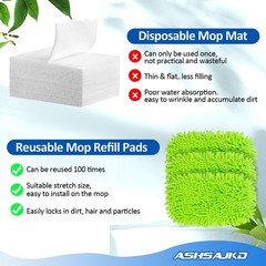 Ashsajkd Reusable Microfiber Wet & Dry Sweeping Mop Pads for Swiffer (4-Pack)