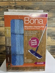 Bona 1017667 5.12 x 18.31 in. Cleaning Microfiber Mop Pad Blue – Pack of 3