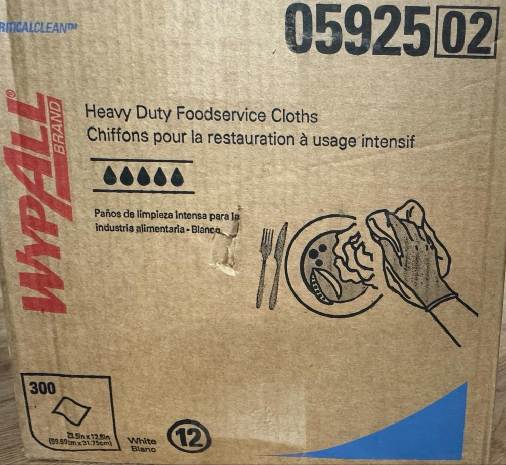 Kimberly Clark Wypall Brand Heavy Duty Foodservice Cloths 05925 ~ 300CT ~ READ