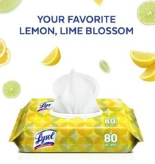 LYSOL Disinfecting Wipes Lemon & Lime 80 Count Flat Pack (single pack)