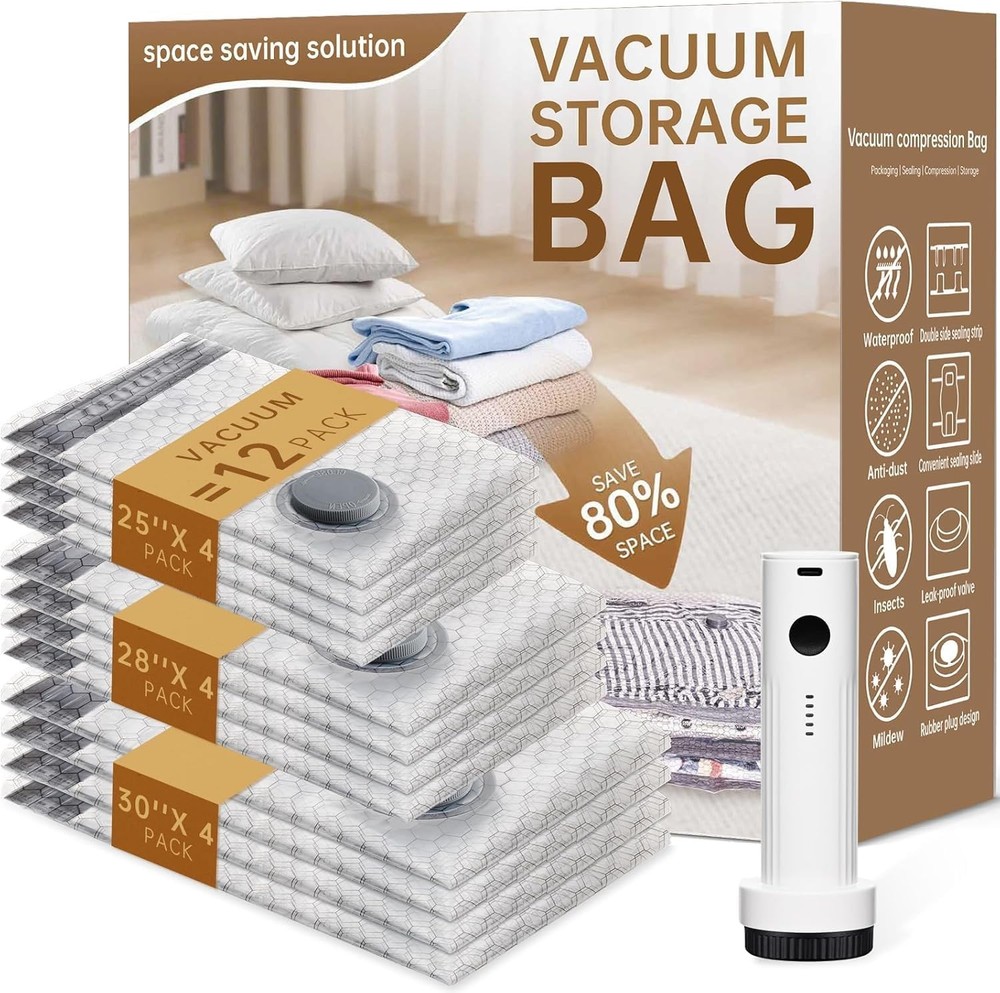 Travel Vacuum Bags for Clothing with Rechargeable Electric Pump – Portable Space