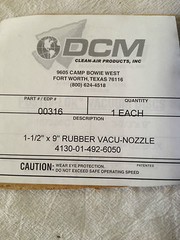 DCM CLEAN-AIR VACUUM CLEANER NOZZLE 1 1/2″ X 9″ RUBBER VACU-NOZZLE, 00316