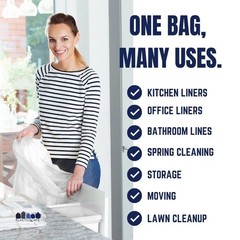 Plasticplace 13 Gallon Trash Bags 0.7 Mil │ 1 Count (Pack of 180), White